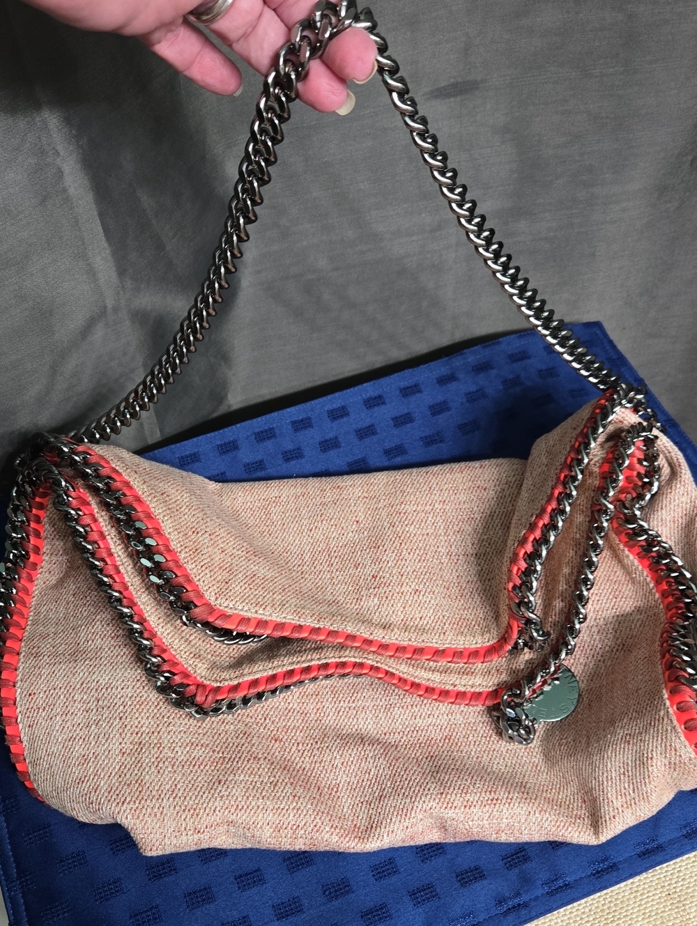 Stella McCartney Large Falabella Pink Tweed Tote with Gunmetal Chain Trim - Picture 15 of 16